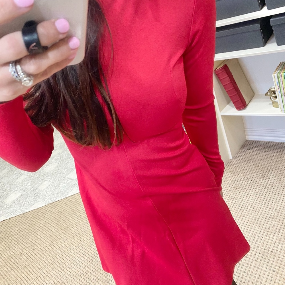 Amanda Uprichard Red Ponti Long Sleeve Dress size xs - Picture 4 of 6